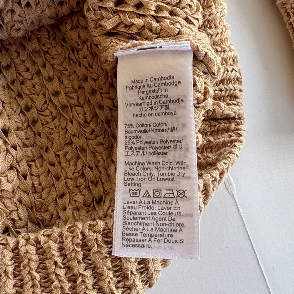 J Crew tan cardigan with open weave, NWOT, size large - Picture 6 of 6